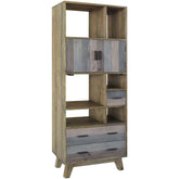 Corso Italy Mango Wood Grey Modern Bookcase Display Book Shelf 70x40x185cm